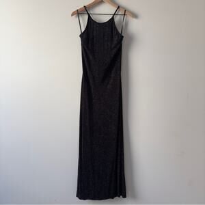 Vintage Scott McClintock Colorful Glitter Maxi Dress party spaghetti strap black